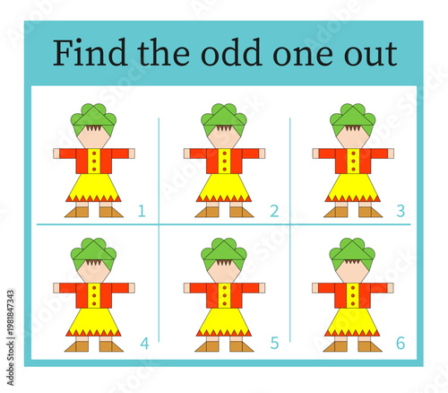 Puzzle game for children. Attention task. Kids activity page. 