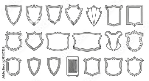 A Collection of Diverse Shield and Frame Shapes Elegant and Versatile Decorative Elements
