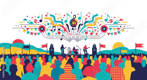 Outdoor Music Festival Concert Crowd Performance