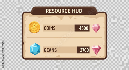 Game Resource HUD Displaying Coins and Gems.