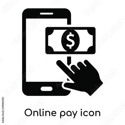 A hand receiving money through a mobile phone Vector