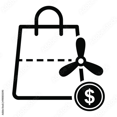 Shopping bag with propeller and dollar sign Vector