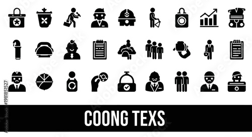 Business Icons, Professional Roles, Workplace Graphic, Digital Design, Modern Environment, Abstract Viewpoint, Conceptual Representation