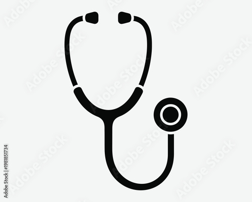 Black stethoscope icon on white background healthcare and medical symbolism