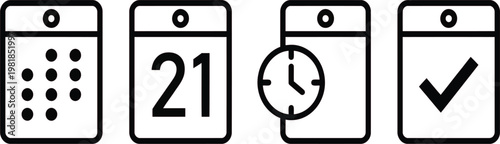 Vector Calendar Icons for Schedule and Date Planning