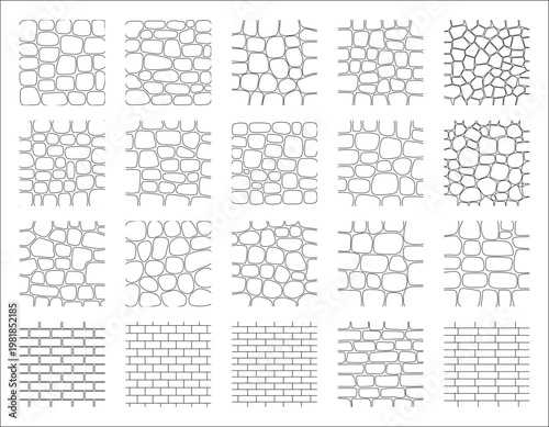 Minimal Stone and Brick CAD Hatch Pattern Set, Seamless Architectural Texture Collection, Clean Line Art Vector Tile Patterns for Design and Construction