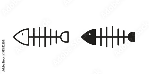 Fishbone icon and symbol. Vector icon editable set