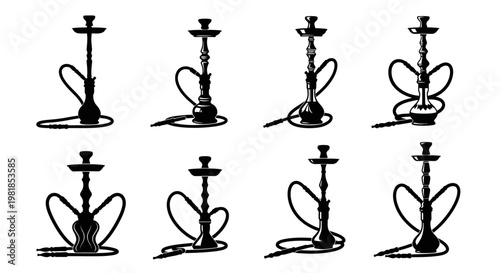Hookah, Shisha, Water Pipe, Smoking Vector Icons