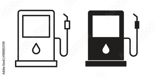 Gas station icon and symbol. Vector icon editable set