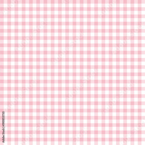 Pink gingham check pattern background, cute seamless pastel grid texture