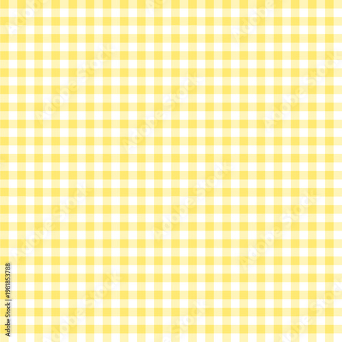 Yellow gingham check pattern background, cute seamless pastel grid texture