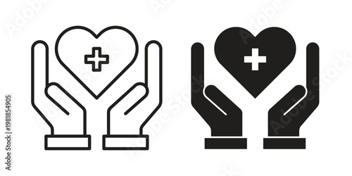 Health insurance icon and symbol. Vector icon editable set