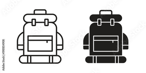 Hiking backpack icon and symbol. Vector icon editable set