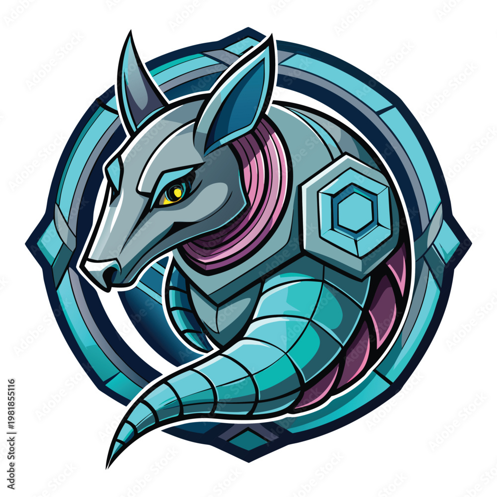 Naklejka premium Geometric Armadillo Security Shield Logo