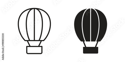 Hot air balloon icon and symbol. Vector icon editable set