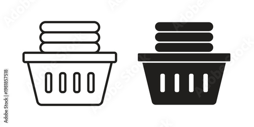 Laundry basket icon and symbol. Vector icon editable set