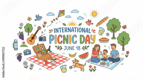 International Picnic Day June 18 - Happy Family Outdoors