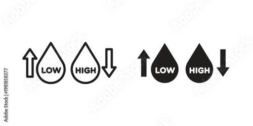 Low and high cholesterol icon and symbol. Vector icon editable set