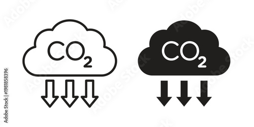 Low carbon dioxide icon and symbol. Vector icon editable set