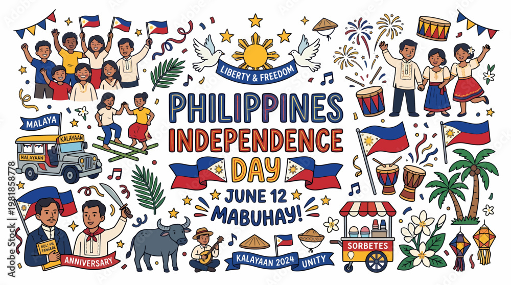 Obraz premium Philippines Independence Day Celebration - June 12 Mabuhay!