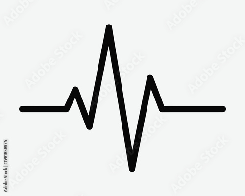 Simple black heartbeat line icon on white background medical symbol