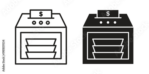 Money counting machine icon and symbol. Vector icon editable set