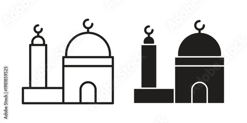 Mosque icon and symbol. Vector icon editable set