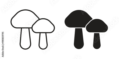 Mushrooms icon and symbol. Vector icon editable set