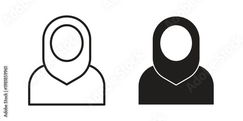 Muslim woman icon and symbol. Vector icon editable set