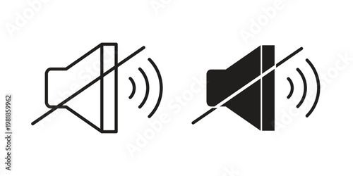 Mute sound icon and symbol. Vector icon editable set
