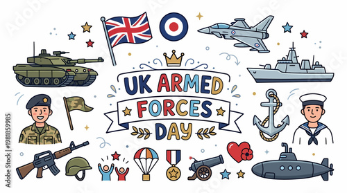 UK Armed Forces Day Celebration Illustration