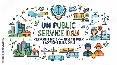UN Public Service Day Celebration Illustration