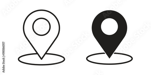 Photography Navigation pin icon and symbol. Vector icon editable set