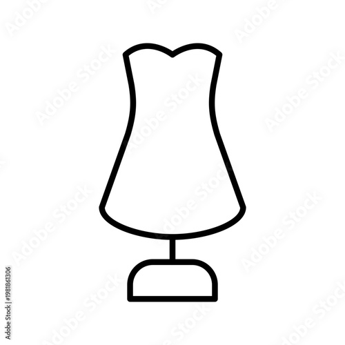 Dress form icon. Fashion and dressmaking line symbol. Black and white.