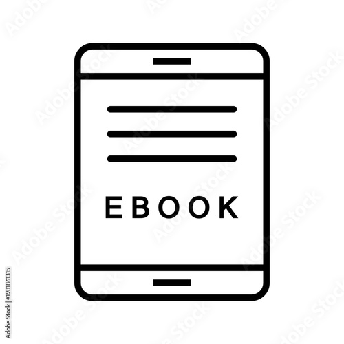 Ebook reader icon. Technology and e readers line symbol. Black and white.
