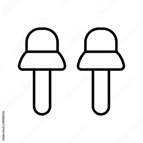 Ear plug icon. Healthcare and hearing protection line symbol. Black and white.