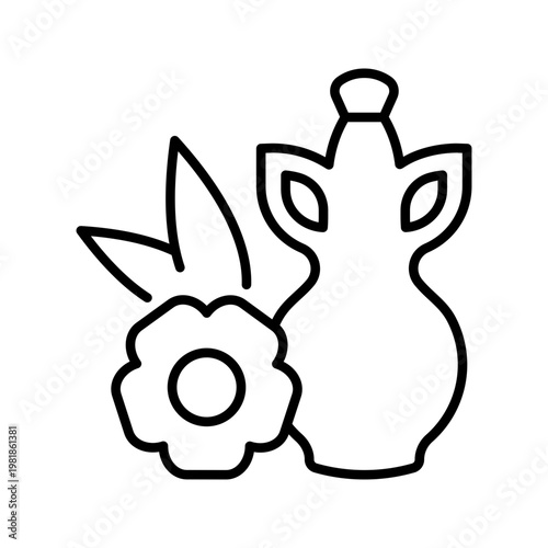 Flax oil icon. Food and seed oil line symbol. Black and white.