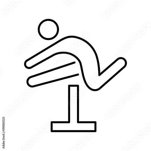 Hurdles athlete icon. Sports and track and field line symbol. Black and white.