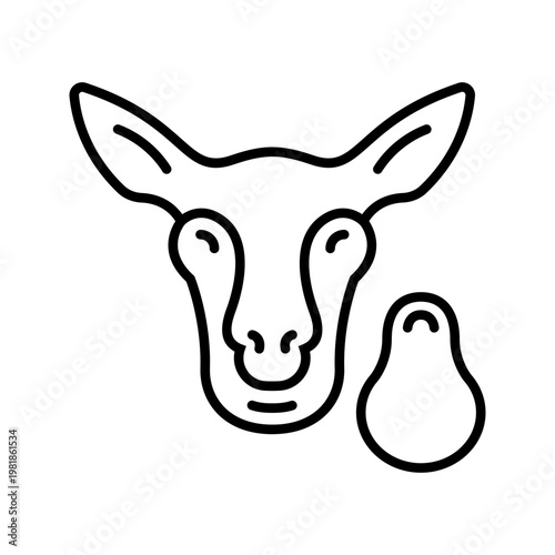 Kangaroo meat icon. Food and meat line symbol. Black and white.