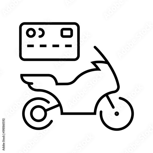 Motorcycle sharing icon. Transport and motorbike sharing line symbol. Black and white.