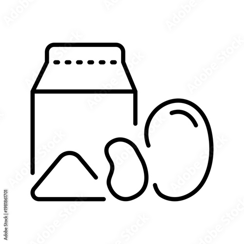 Potato starch icon. Food and thickener line symbol. Black and white.
