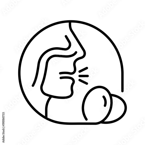 Protein allergy icon. Healthcare and allergy line symbol. Black and white.