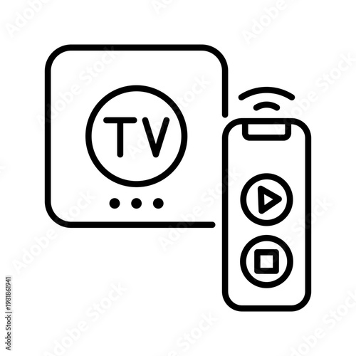 Smart tv icon. Electronics and home entertainment line symbol. Black and white.