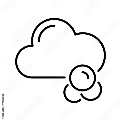 Snow shower icon. Environment and precipitation line symbol. Black and white.