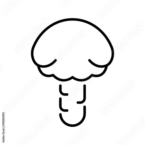 Suillus mushroom icon. Food and mushrooms line symbol. Black and white.