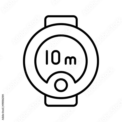 Waterproof watch icon. Sports and dive watch line symbol. Black and white.