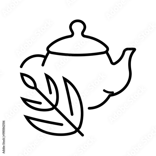 White tea icon. Food and tea line symbol. Black and white.