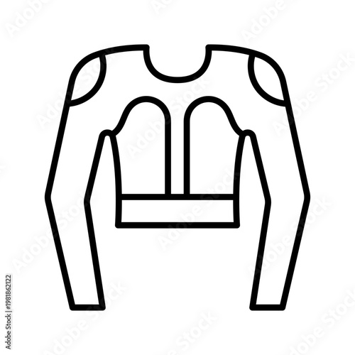 Winter jacket icon. Apparel and outerwear line symbol. Black and white.