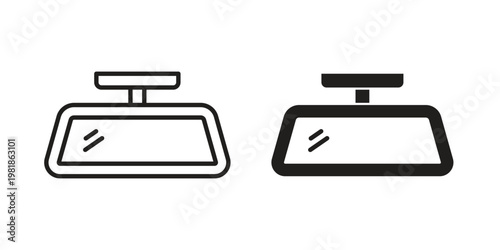 Rear mirror icon and symbol. Vector icon editable set