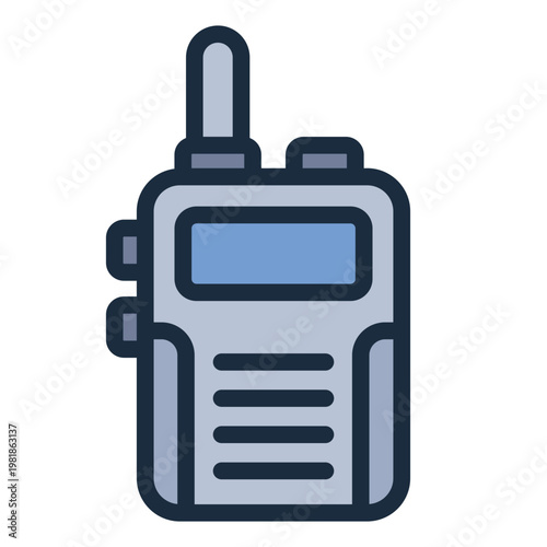 walkie talkie filled line icon. radio device. site communication. security gear.